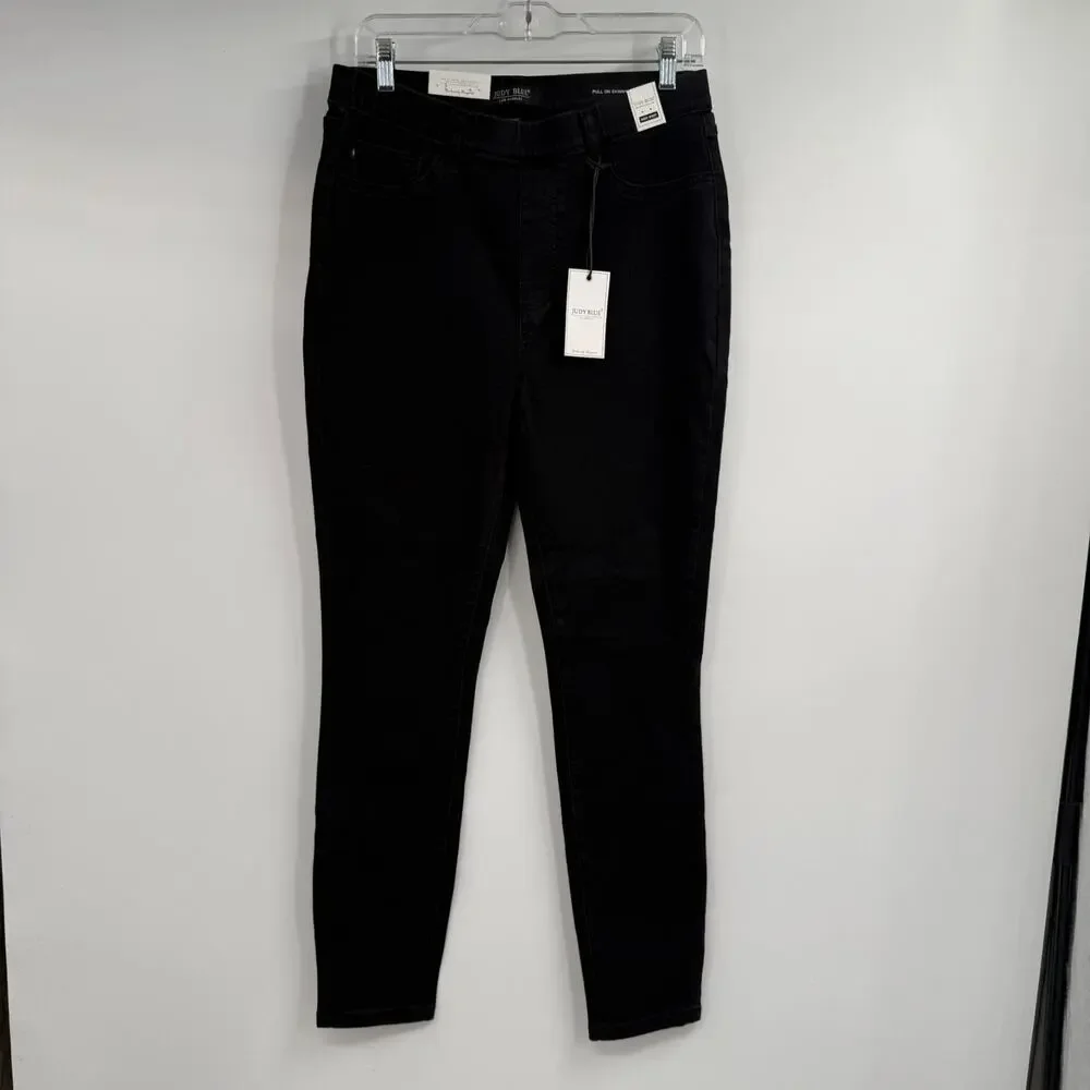 NWT Judy Blue Pull On Skinny Jeans Womens 13/31 Black High Rise Stretch Jeggings